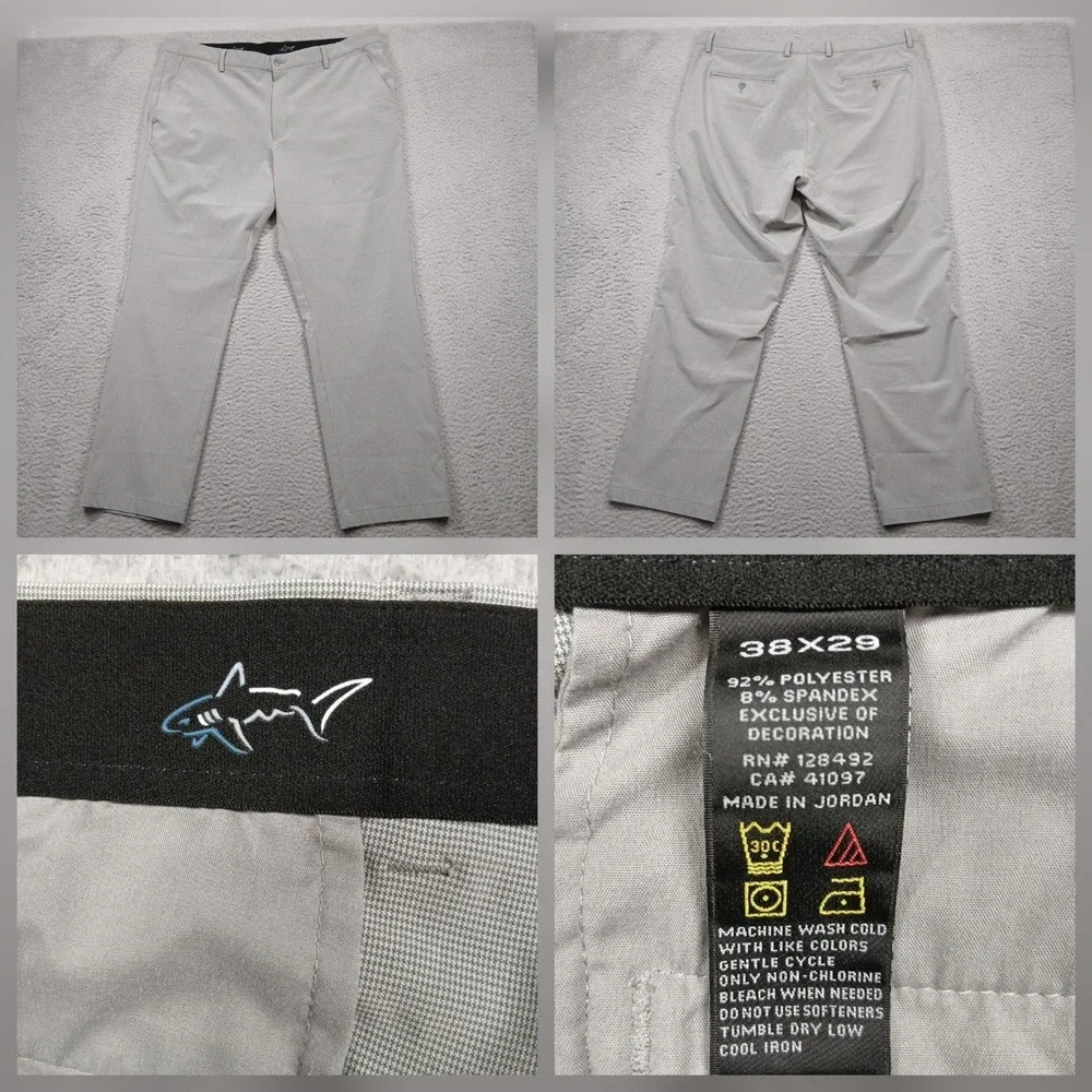 Greg Norman Shark Golf Pants Mens 38x29 Gray‎ Stretch Performance